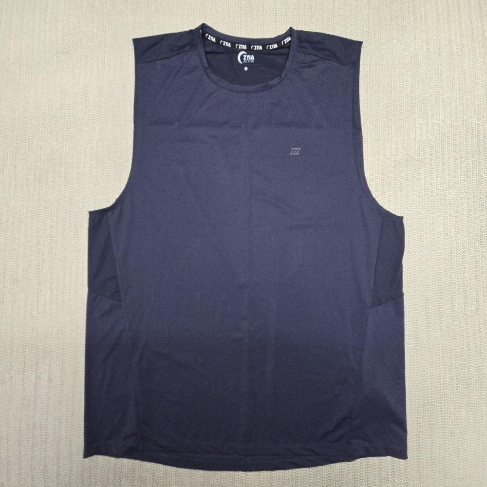 Zyia Active Tank Top Mens Large Blue Sleeveless Mesh Athletic Training Shirt